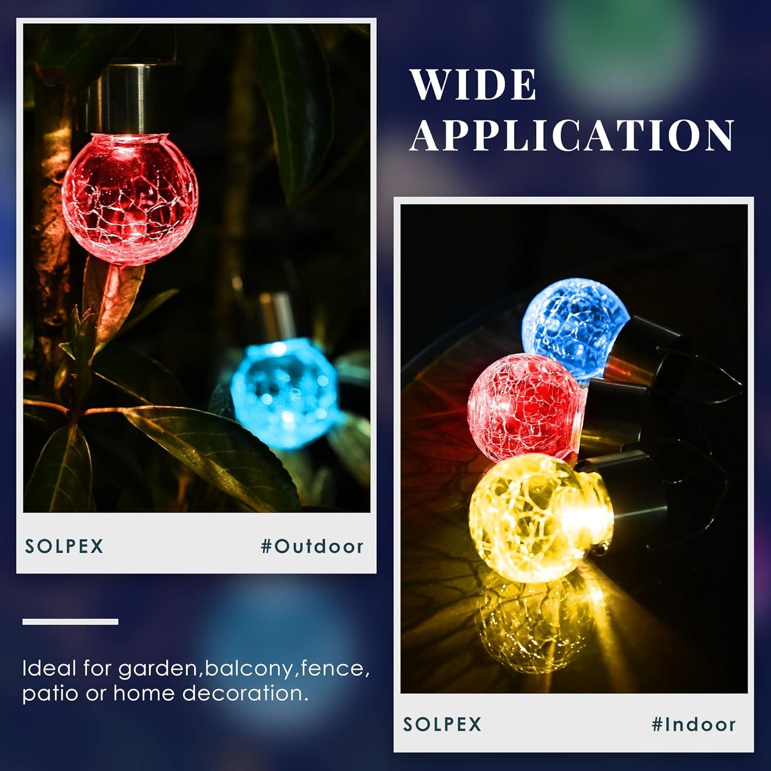 imageSolpex Hanging Solar Lights Outdoor 8 Pack Decorative Cracked Glass Ball Light Solar Powered Waterproof Globe Lighting Hanging Globe Solar Lights for Garden Yard Patio Lawn Flower BedColor Changing