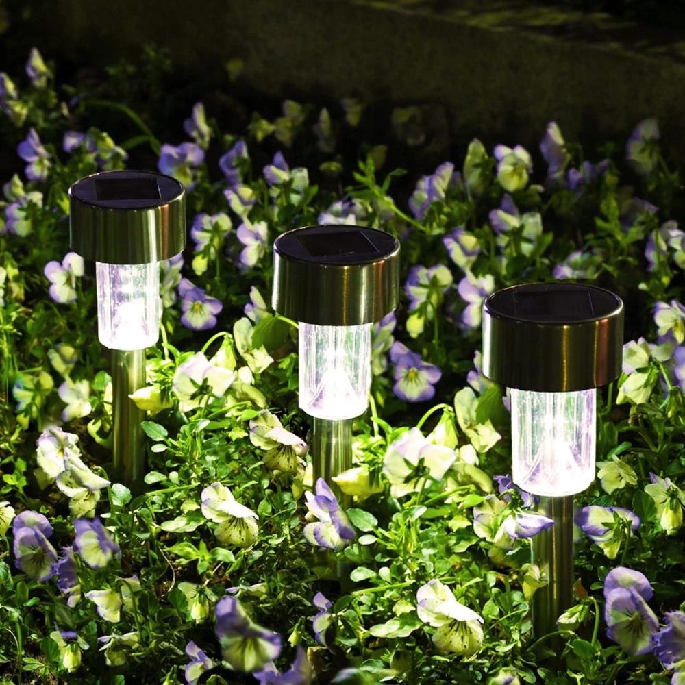 imageSOLPEX 16 Pack Solar Outdoor Lights Pathway Stainless Steel Solar Lights Outdoor WaterproofLED Landscape Lighting Solar Walkway Lights for LandscapePatioLawnYardDrivewayWarm WhiteCold White