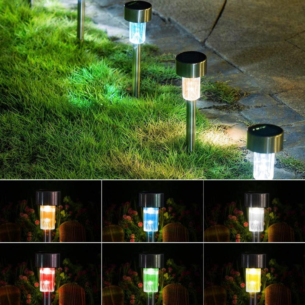 imageSOLPEX 16 Pack Solar Outdoor Lights Pathway Stainless Steel Solar Lights Outdoor WaterproofLED Landscape Lighting Solar Walkway Lights for LandscapePatioLawnYardDrivewayWarm WhiteMulticolor
