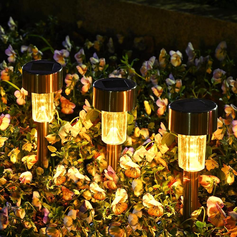 imageSOLPEX 16 Pack Solar Outdoor Lights Pathway Stainless Steel Solar Lights Outdoor WaterproofLED Landscape Lighting Solar Walkway Lights for LandscapePatioLawnYardDrivewayWarm WhiteWarm White