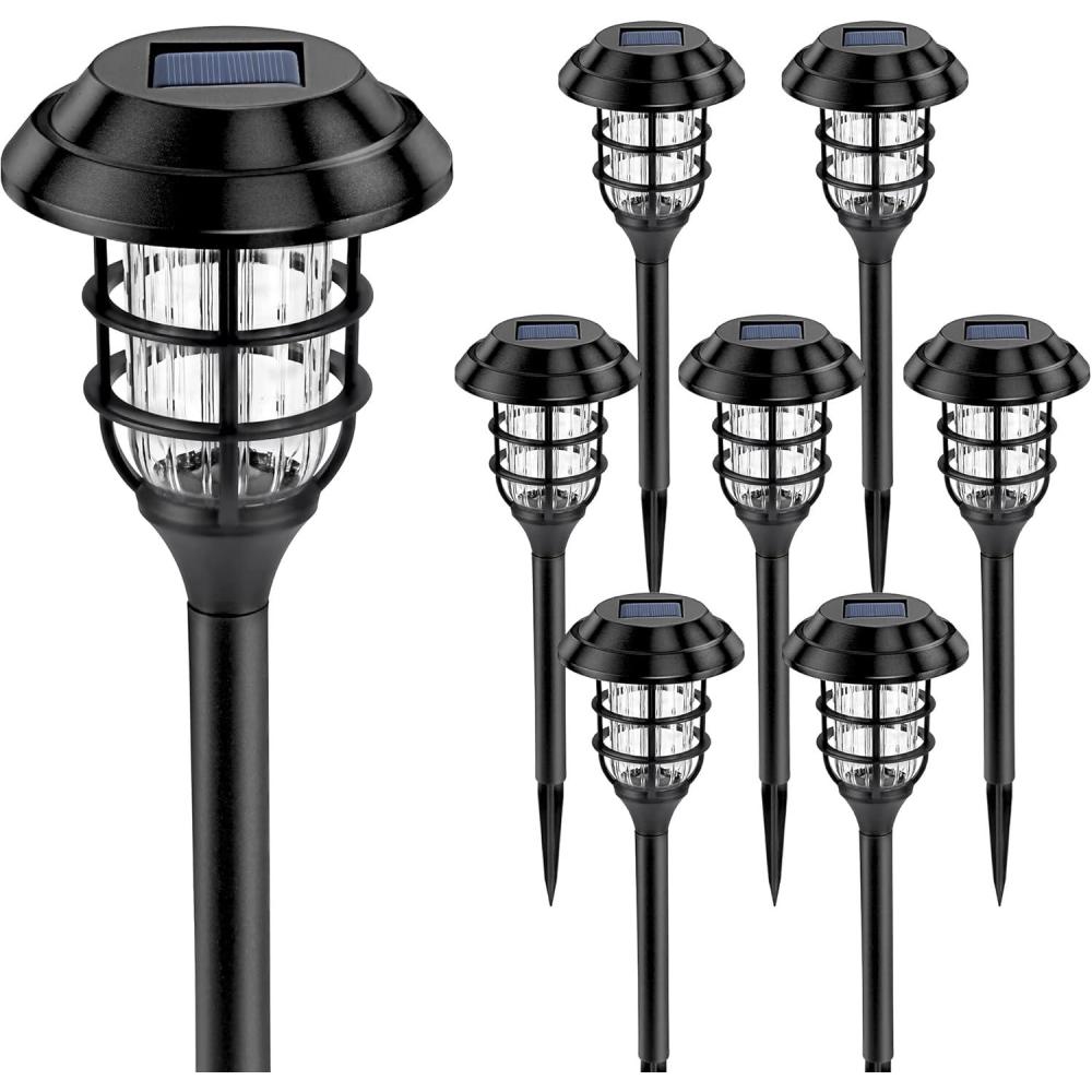 imageSOLPEX Solar Lights for Outside Solar Outdoor Pathway Garden Lights Waterproof Solar Powered Landscape Lighting for Yard Garden Pathway Patio Porch Walkway Driveway 8 PackCold WhiteCold White