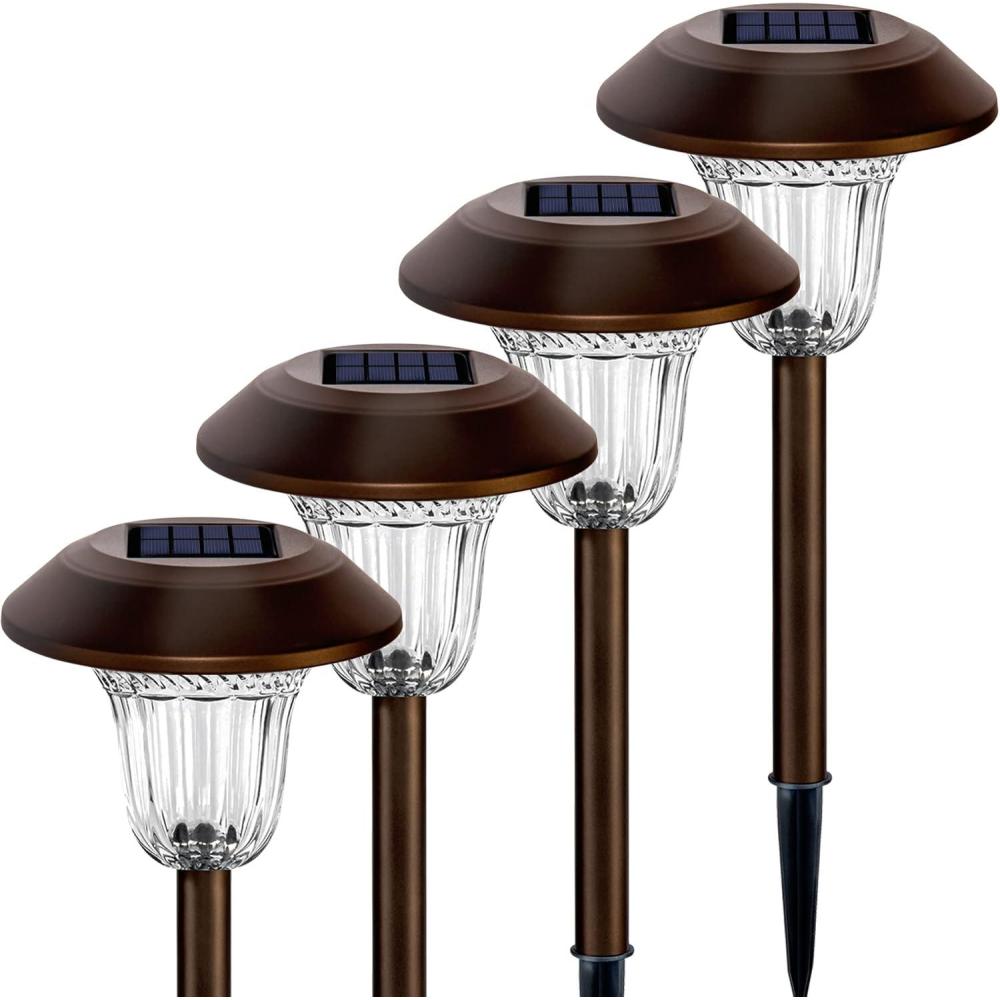 imageSOLPEX Solar Path Lights 4 Pack High Lumen Solar Garden Lights Solar Powered Waterproof Pathway Lights Automatic Led Warm White Solar Yard Lights for Driveway Walkway Landscape Lawn