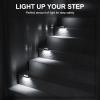 imageSOLPEX Solar Fence Lights 6 LEDs Solar Lights Outdoor Waterproof Solar Powered for Deck Stair Front Porch Balcony Walkway Garden Yard Patio Pool Decor IP65 Waterproof 4 Pack Cold WhiteBlack