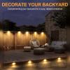 imageSOLPEX Solar Fence Lights 6 LEDs Solar Lights Outdoor Waterproof Solar Powered for Deck Stair Front Porch Balcony Walkway Garden Yard Patio Pool Decor IP65 Waterproof 12 Pack Warm WhiteBrown