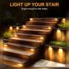 imageSOLPEX Solar Fence Lights 6 LEDs Solar Lights Outdoor Waterproof Solar Powered for Deck Stair Front Porch Balcony Walkway Garden Yard Patio Pool Decor IP65 Waterproof 12 Pack Warm WhiteBrown