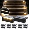 imageSOLPEX Solar Fence Lights 6 LEDs Solar Lights Outdoor Waterproof Solar Powered for Deck Stair Front Porch Balcony Walkway Garden Yard Patio Pool Decor IP65 Waterproof 12 Pack Warm WhiteBlack