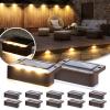 imageSOLPEX Solar Fence Lights 6 LEDs Solar Lights Outdoor Waterproof Solar Powered for Deck Stair Front Porch Balcony Walkway Garden Yard Patio Pool Decor IP65 Waterproof 12 Pack Warm WhiteBrown