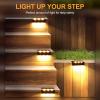 imageSOLPEX Solar Fence Lights 6 LEDs Solar Lights Outdoor Waterproof Solar Powered for Deck Stair Front Porch Balcony Walkway Garden Yard Patio Pool Decor IP65 Waterproof 12 Pack Warm WhiteBrown