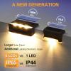 imageSOLPEX Solar Fence Lights 6 LEDs Solar Lights Outdoor Waterproof Solar Powered for Deck Stair Front Porch Balcony Walkway Garden Yard Patio Pool Decor IP65 Waterproof 12 Pack Warm WhiteBrown