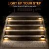 imageSOLPEX Solar Fence Lights 6 LEDs Solar Lights Outdoor Waterproof Solar Powered for Deck Stair Front Porch Balcony Walkway Garden Yard Patio Pool Decor IP65 Waterproof 12 Pack Warm WhiteBlack