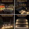imageSOLPEX Solar Fence Lights 6 LEDs Solar Lights Outdoor Waterproof Solar Powered for Deck Stair Front Porch Balcony Walkway Garden Yard Patio Pool Decor IP65 Waterproof 12 Pack Warm WhiteBlack