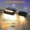 imageSOLPEX Solar Fence Lights 6 LEDs Solar Lights Outdoor Waterproof Solar Powered for Deck Stair Front Porch Balcony Walkway Garden Yard Patio Pool Decor IP65 Waterproof 12 Pack Warm WhiteBlack