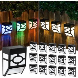 imageSOLPEX 16 Pack Solar Deck Lights Outdoor Solar Fence Lights2 Modes Christmas Garden Decoration LightsRBGWarm White LED Decorative Lighting for GardenYardPostPathampampDrivewaySOLAR DECK LIGHT