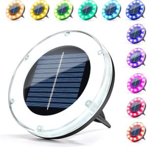 imageSOLPEX Multicolor Solar Ground Lights Solar Garden Lights Outdoor Waterproof 12 Led 2 Lighting Modes Landscape Lighting for Pathway Yard Patio PoolWalkway 12 Packs12
