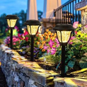 imageSOLPEX Outdoor Solar Lights 6 Pack LED Solar Pathway Lights Outdoor Waterproof Garden Lights Solar Powered Landscape Lighting for Yard Pathway Lawn Warm White