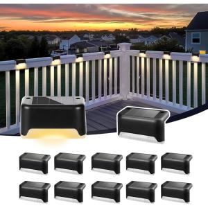 imageSOLPEX Solar Deck Lights Outdoor 16 Pack Solar Step Light Waterproof Led Light for Outdoor Stairs Step Fence Yard Patio and PathwayWarm WhiteBlack