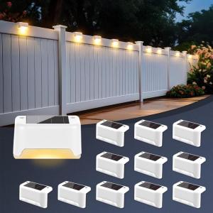 imageSOLPEX Solar Deck Lights Outdoor 16 Pack Solar Step Light Waterproof Led Light for Outdoor Stairs Step Fence Yard Patio and PathwayWarm WhiteWhite