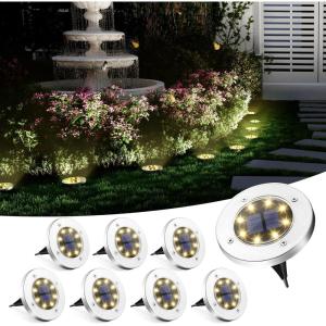 imageSOLPEX Solar Ground Lights 12 Pack Solar Lights Outdoor Waterproof 8 LED Solar Powered Landscape Lighting for Garden Yard Patio Pathway Driveway Walkway Cool WhiteWarm White