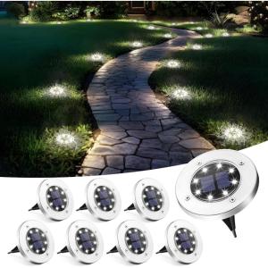 imageSOLPEX Solar Lights Outdoor Waterproof 12 Pack Solar Ground Lights Solar Garden Lights Landscape Lighting for Pathway Driveway Patio Backyard Walkway Cool WhiteCool White