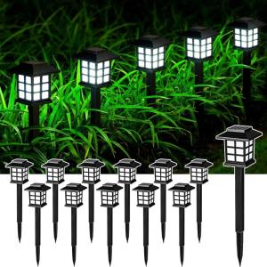 imageSOLPEX Solar Outdoor Lights12 Pack Solar Path Lights Walkway Lights Outdoor Garden Light SolarPowered Pathway Waterproof for Garden Yard Landscape and DrivewayWarm WhiteCold White